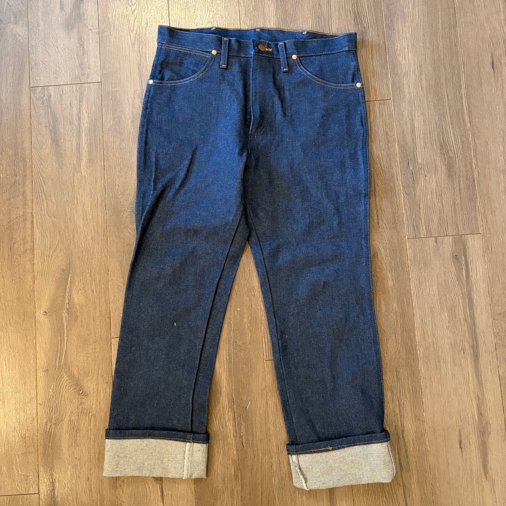 Vintage 90s Wranglers Dark Blue Raw Jeans Denim Jean 33x30